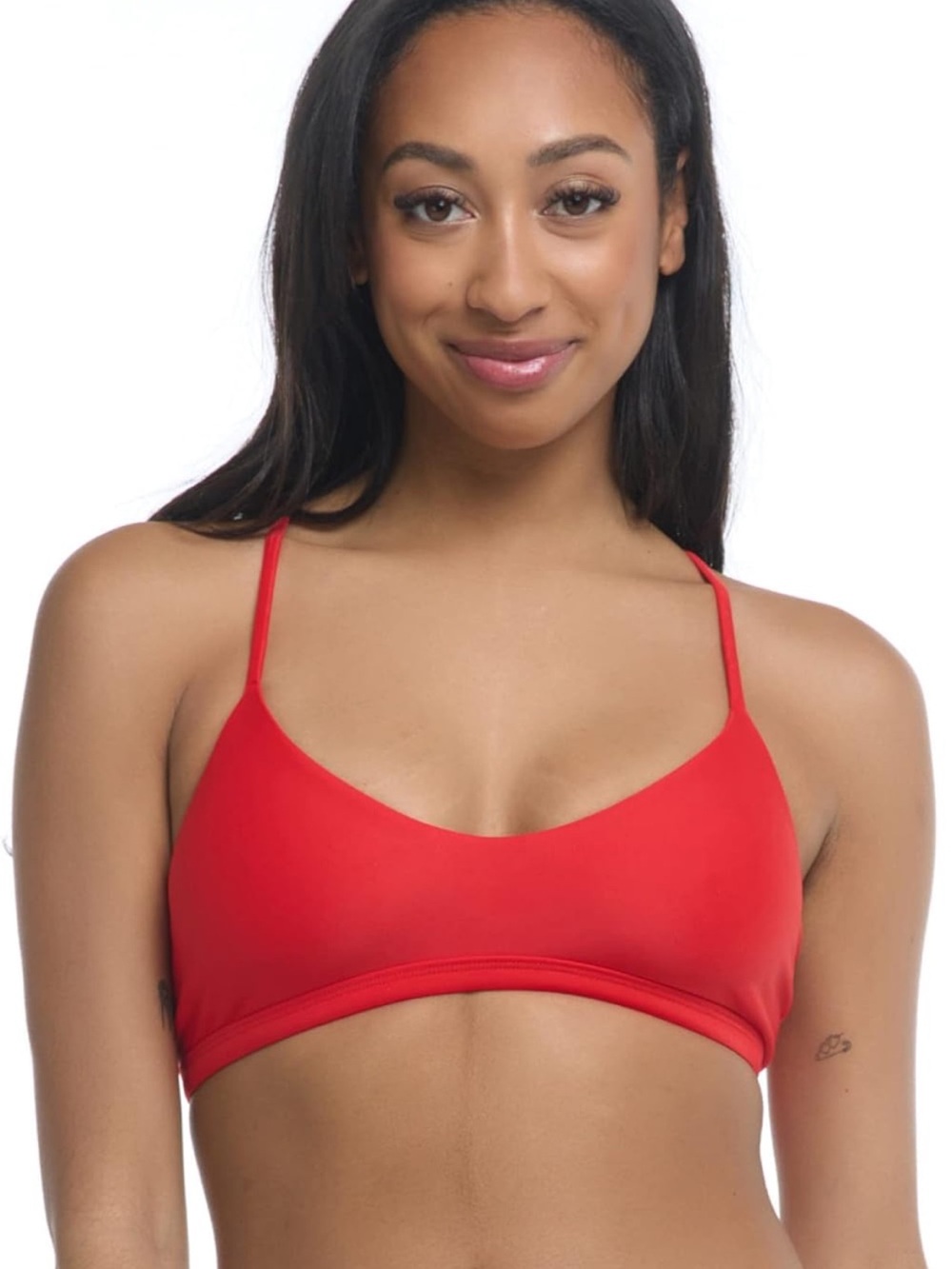 Smoothies Ruth Solid Fixed Triangle Bikini Top with Adjustable Tie Back Detail S